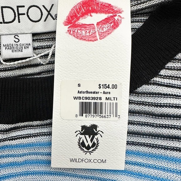 Wildfox Astor Aura Distressed Striped Ruffle Detail Sweater NWT Size S - Picture 9 of 12